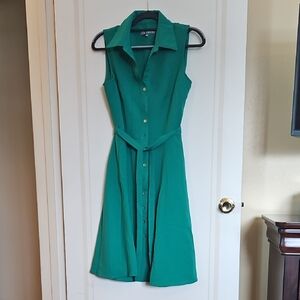 Sharagano Green Button-Down Midi Dress